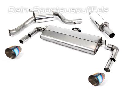Milltek Edelstahl Duplex Sportauspuff-Komplettanlage ab Kat VW Golf 7 GTI Facelift 245PS je 100mm rund doppelwandig abgeschrägt Titan burned
