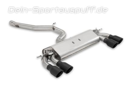 Milltek Edelstahl Duplex Sportauspuff-Komplettanlage ab OPF VW Golf 7 R Facelift 300PS je 2x100mm rund doppelwandig abgeschrägt in schwarz