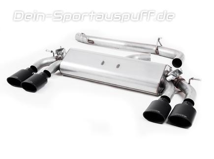 Milltek Edelstahl Duplex Sportauspuff-Komplettanlage ab OPF VW Golf 7 R Facelift 300PS je 2x118x83mm oval doppelwandig abgeschrägt in schwarz