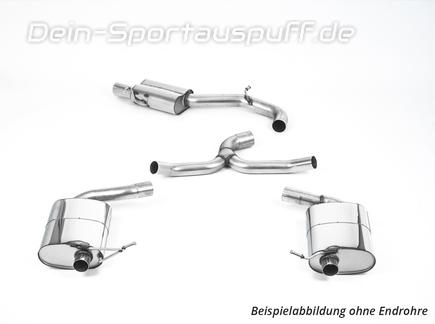 Milltek Edelstahl Duplex Sportauspuff-Komplettanlage ab OPF VW Golf 7 R Variant Facelift 300PS je 2x oval eingerollt abgeschrägt in schwarz