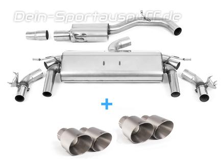 Milltek Edelstahl Duplex Sportauspuff-Komplettanlage ab OPF VW T-Roc R je 2x100mm rund doppelwandig abgeschrägt Titan matt