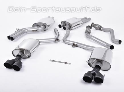 Milltek Edelstahl Duplex Sportauspuff-Komplettanlage ab Kat Audi S5 B8 Coupe, Cabrio ab 2011 je 2x100mm rund scharfkantig abgeschrägt in schwarz