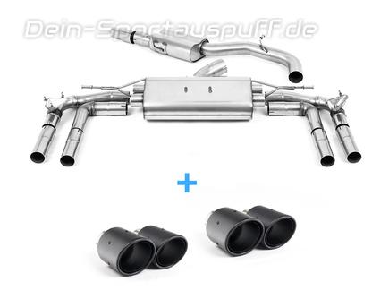 Milltek Edelstahl Duplex Sportauspuff-Komplettanlage ab OPF Audi S3 8Y Limousine je 2x115mm rund eingerollt abgeschrägt aus Carbon