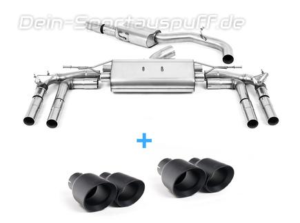 Milltek Edelstahl Duplex Sportauspuff-Komplettanlage ab OPF Audi S3 8Y Limousine je 2x115mm rund doppelwandig abgeschrägt in schwarz