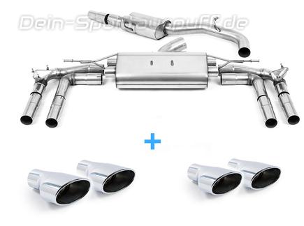 Milltek Edelstahl Duplex Sportauspuff-Komplettanlage ab OPF Audi S3 8Y Limousine je 2x118x83mm oval eingerollt abgeschrägt