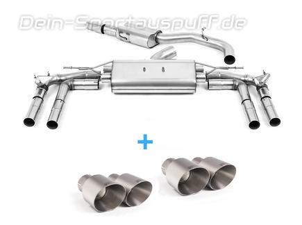 Milltek Edelstahl Duplex Sportauspuff-Komplettanlage ab OPF Audi S3 8Y Limousine je 2x115mm rund doppelwandig abgeschrägt Titan matt