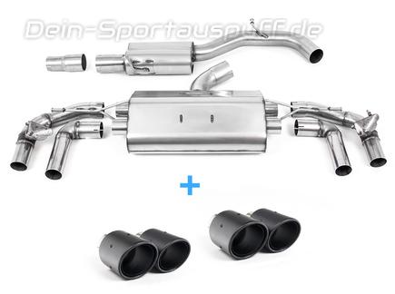 Milltek Edelstahl Duplex Sportauspuff-Komplettanlage ab OPF Audi S3 8Y Sportback je 2x115mm rund eingerollt abgeschrägt aus Carbon
