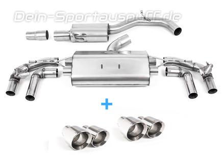 Milltek Edelstahl Duplex Sportauspuff-Komplettanlage ab OPF Audi S3 8Y Sportback je 2x115mm rund doppelwandig abgeschrägt