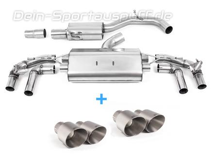 Milltek Edelstahl Duplex Sportauspuff-Komplettanlage ab OPF Audi S3 8Y Sportback je 2x115mm rund doppelwandig abgeschrägt Titan matt