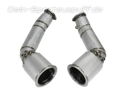 Bull-X Edelstahl Ø76mm-Downpipe mit 200-Zeller Sport-Kats Audi RS6 C8 Typ 4K