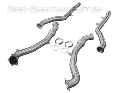 Bull-X Edelstahl Ø70mm-Downpipe mit Kat-Ersatzrohren Audi S6 C7 inkl. Facelift Typ 4G