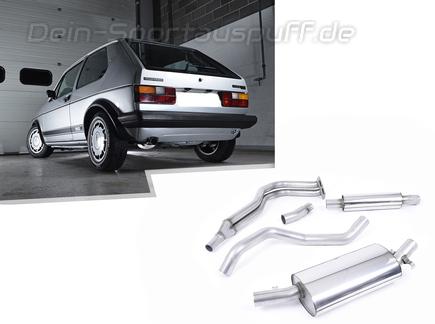 Milltek Edelstahl Sportauspuff-Komplettanlage ab Krümmer VW Golf 1 GTI 60mm rund scharf gerade