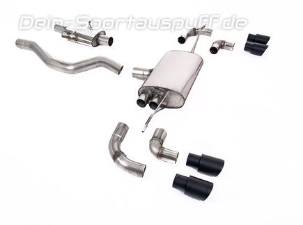 Milltek Edelstahl Duplex Sportauspuff-Komplettanlage ab OPF Land Rover Defender 2 90 2.0l P300 Typ L663 je 2x90mm rund doppelwandig abgeschrägt schwarz