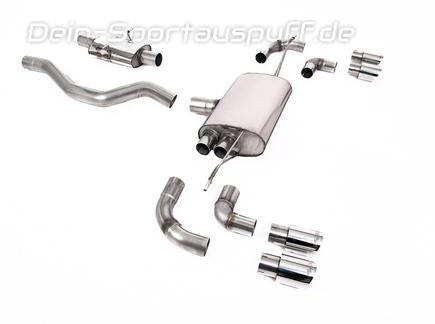 Milltek Edelstahl Duplex Sportauspuff-Komplettanlage ab OPF Land Rover Defender 2 90 2.0l P300 Typ L663 je 2x90mm rund doppelwandig abgeschrägt