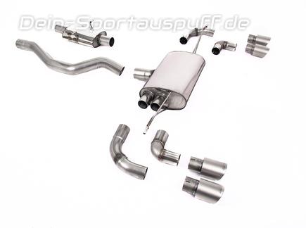 Milltek Edelstahl Duplex Sportauspuff-Komplettanlage ab OPF Land Rover Defender 2 90 2.0l P300 Typ L663 je 2x90mm rund doppelwandig abgeschrägt Titan matt