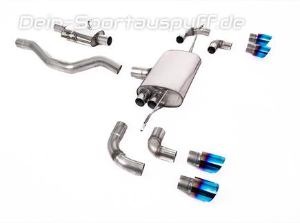 Milltek Edelstahl Duplex Sportauspuff-Komplettanlage ab OPF Land Rover Defender 2 90 3.0l P400 Typ L663 je 2x90mm rund doppelwandig abgeschrägt Titan burned