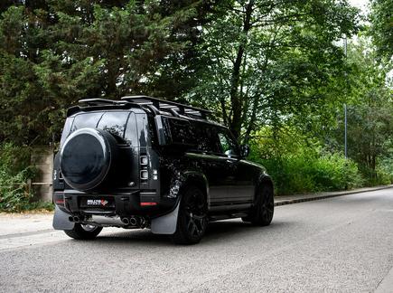 Milltek Edelstahl Duplex Sportauspuff-Komplettanlage ab OPF Land Rover Defender 2 90 3.0l P400 Typ L663 je 2x90mm rund eingerollt abgeschrägt Carbon