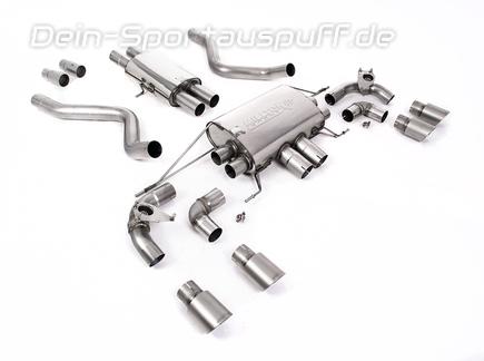 Milltek Edelstahl Duplex Sportauspuff-Komplettanlage ab OPF Land Rover Defender 2 90 5.0l P525 Typ L663 je 2x90mm rund doppelwandig abgeschrägt Titan matt