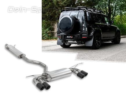 Milltek Edelstahl Duplex Sportauspuff-Komplettanlage ab OPF Land Rover Defender 2 110 3.0l P400 Typ L663 je 2x90mm rund eingerollt abgeschrägt Carbon