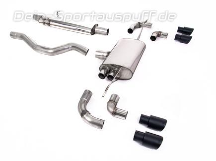 Milltek Edelstahl Duplex Sportauspuff-Komplettanlage ab OPF Land Rover Defender 2 110 3.0l P400 Typ L663 je 2x90mm rund doppelwandig abgeschrägt schwarz