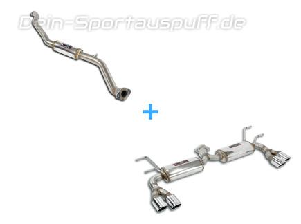 Supersprint Edelstahl Duplex Sportauspuff-Komplettanlage ab Kat Fiat 124 Spider/GT inkl. Abarth je 2x70mm rund eingerollt abgeschrägt