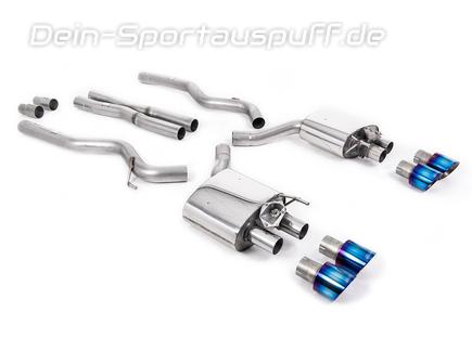 Milltek Edelstahl Duplex Sportauspuff-Komplettanlage ab Kat inkl. Klappensteuerung Ford Mustang 6 Coupe 5.0l GT Facelift je 2x100mm rund doppelwandig abgeschrägt Titan burned