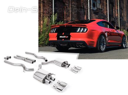 Milltek Edelstahl Duplex Sportauspuff-Komplettanlage ab Kat inkl. Klappensteuerung Ford Mustang 6 Coupe 5.0l GT Facelift je 2x100mm rund doppelwandig abgeschrägt