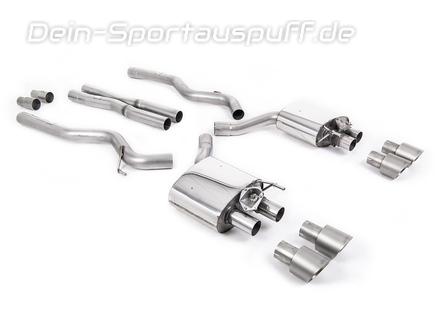 Milltek Edelstahl Duplex Sportauspuff-Komplettanlage ab Kat inkl. Klappensteuerung Ford Mustang 6 Coupe 5.0l GT Facelift je 2x100mm rund doppelwandig abgeschrägt Titan matt