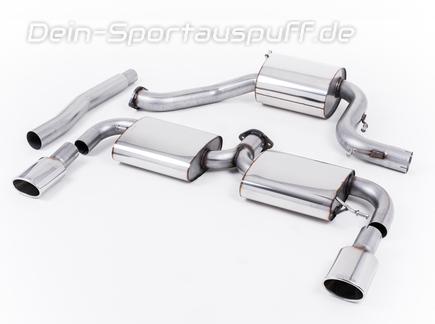 Milltek Edelstahl Duplex Sportauspuff-Komplettanlage ab Kat VW Scirocco 3 2.0l TSI inkl. R je 1x oval eingerollt abgeschrägt