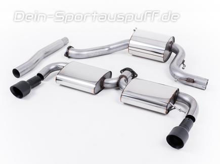 Milltek Edelstahl Duplex Sportauspuff-Komplettanlage ab Kat VW Scirocco 3 2.0l TSI inkl. R je 100mm rund doppelwandig abgeschrägt schwarz