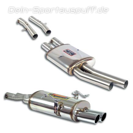 Supersprint Edelstahl Sportauspuff-Komplettanlage ab Kat BMW E46 320i-330i 2x80mm rund eingerollt abgeschrägt