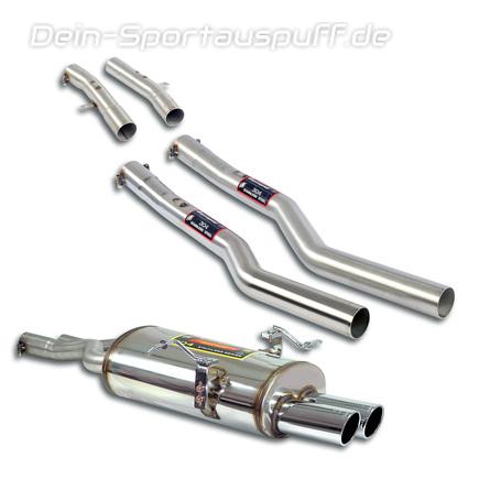 Supersprint Edelstahl Racing-Komplettanlage ab Kat BMW E46 320i-330i 2x80mm rund eingerollt abgeschrägt