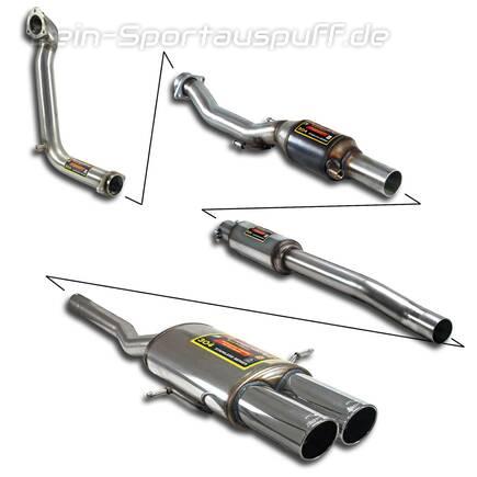 Supersprint Edelstahl Sportauspuff-Komplettanlage ab Turbo Mini R56 Cooper JCW 2x90mm rund eingerollt abgeschrägt