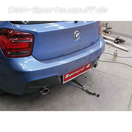 Supersprint Edelstahl Duplex Sportauspuff BMW F20/F21 114d-125d je 90mm rund eingerollt abgeschrägt