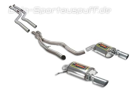 Supersprint Edelstahl Duplex Racing-Komplettanlage ab Kat BMW 3er E90 Limousine 335i/335xi je 90mm rund eingerollt abgeschrägt