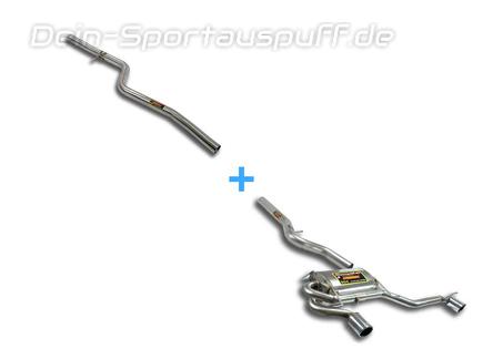 Supersprint Edelstahl Duplex Sportauspuff BMW 3er E91 Touring 325d/330d/330xd für 335i-Heck je 90mm rund eingerollt abgeschrägt