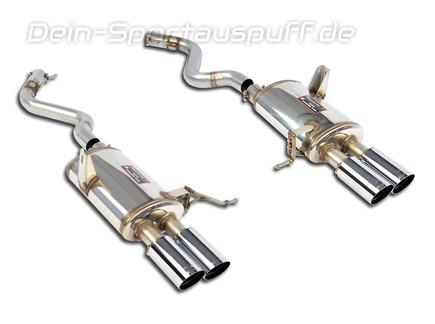 Supersprint Edelstahl Duplex Racing-Komplettanlage inkl. Nachkat-Ersatz BMW 3er E90/E92 M3 je 2x80mm rund eingerollt abgeschrägt