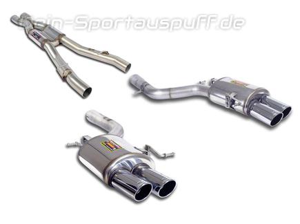 Supersprint Edelstahl Duplex Sportauspuff-Komplettanlage ab Kat BMW F10/F11 550i je 2x90mm rund eingerollt abgeschrägt