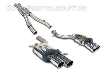 Supersprint Edelstahl Duplex Sportauspuff-Komplettanlage ab Kat BMW F10/F11 550i für M5-Heck je 2x100mm rund eingerollt abgeschrägt