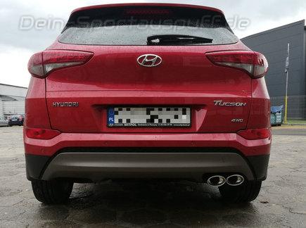 Ulter Edelstahl Sportauspuff Hyundai Tucson 3 Typ TL 1.6l T-GDI 2x120x80mm oval eingerollt abgeschrägt