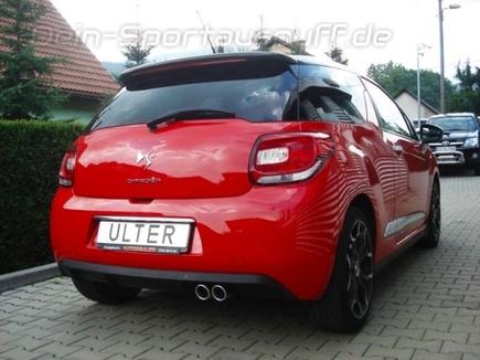 Ulter Edelstahl Sportauspuff Citroen DS3 1.6l 2x90mm rund eingerollt abgeschrägt mit Absorber