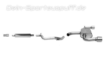 Bastuck Edelstahl Duplex Sportauspuff-Komplettanlage ab Kat VW Golf 7 GTI Facelift je 100mm rund doppelwandig gerade