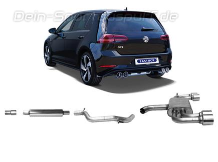 Bastuck Edelstahl Duplex Sportauspuff-Komplettanlage ab Kat VW Golf 7 GTI Facelift in R-Optik je 2x100mm rund doppelwandig gerade