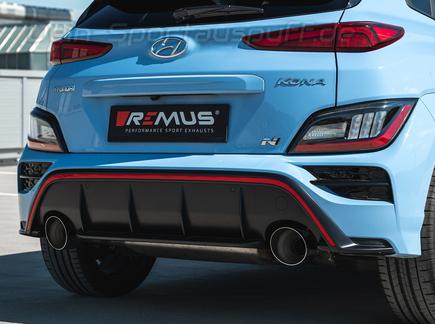 Remus Edelstahl Duplex Racing-Komplettanlage inkl. OPF-Ersatz Hyundai Kona N je 127mm rund doppelwandig abgeschrägt