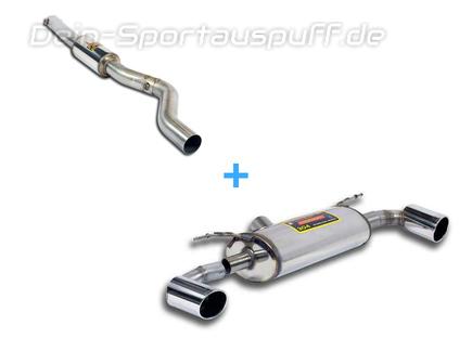 Supersprint Edelstahl Duplex Sportauspuff-Komplettanlage ab Kat BMW 3er F34 GT 328i für 335i-Heck je 100mm rund eingerollt abgeschrägt