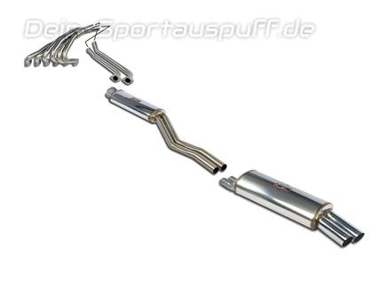 Supersprint Edelstahl Sportauspuff-Komplettanlage inkl. Krümmer BMW 3er E30 320i-325i 2x76mm rund scharf abgeschrägt