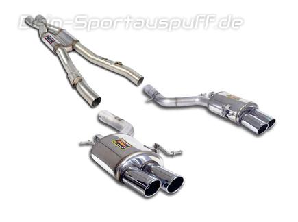 Supersprint Edelstahl Duplex Sportauspuff-Komplettanlage ab Kat BMW 6er F12/F13 650i je 2x90mm rund eingerollt abgeschrägt