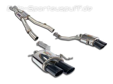 Supersprint Edelstahl Duplex Sportauspuff-Komplettanlage ab Kat BMW 6er F12/F13 650i je 2x100x75mm oval eingerollt abgeschrägt schwarz