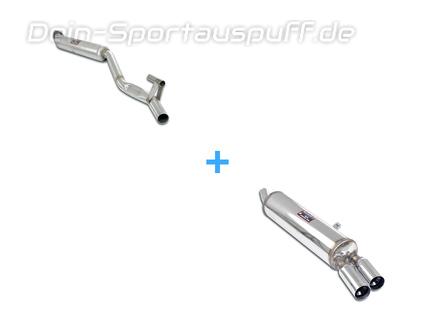 Supersprint Edelstahl Sportauspuff-Komplettanlage ab Kat BMW 3er E30 316 316i 318i (Motor M10) 2x70mm rund scharf versetzt