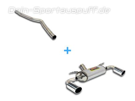 Supersprint Edelstahl Duplex Racing-Komplettanlage ab Kat BMW 3er F30 328i für 335i-Heck je 100mm rund eingerollt abgeschrägt